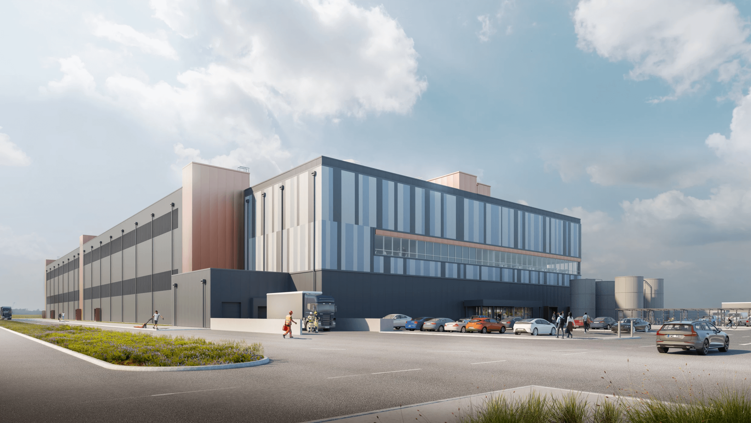 A rendering of a lower carbon steel data center.